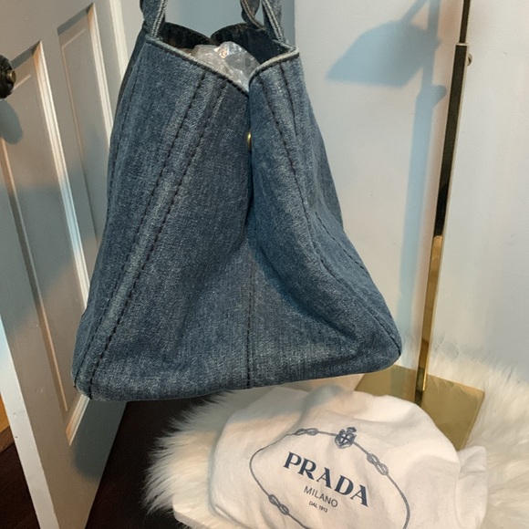 Authentic Prada Canapa denim tote bag with dustbag. - Picture 8 of 17